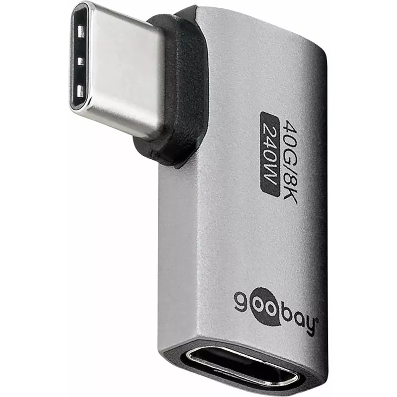 Goobay USB-C-adapteri vaakasuora 90° USB4 - uros > naaras (74441)