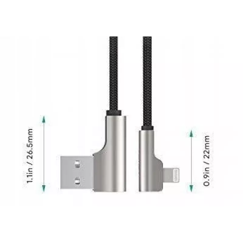 CB-AL01 musta Oem nylonkaapeli USB Lightning 2m 90 asteen liittimet C