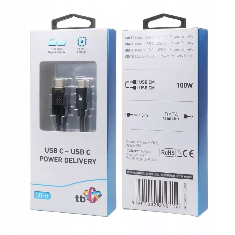 USB-C-kaapeli TB AKTBXKUCCIND10B 1 m 100 W LED-latausilmaisimella
