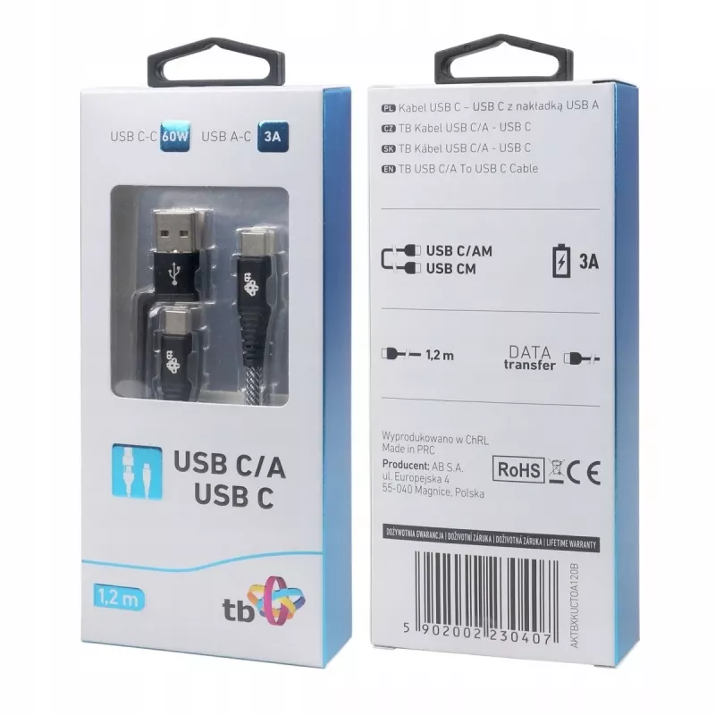 USB-A–C-kaapeli TB AKTBXKUCTOA120B 1,2 m, musta