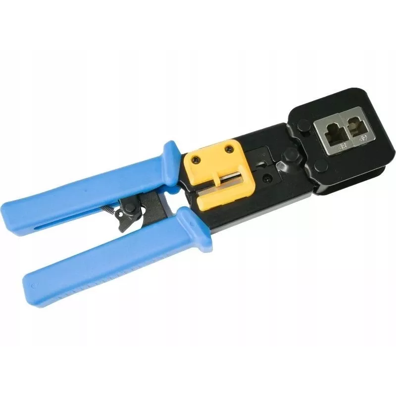 Puristin Alantec NI040 RJ-45-liittimille, teräsrakenne, muovikahvat, musta/sininen