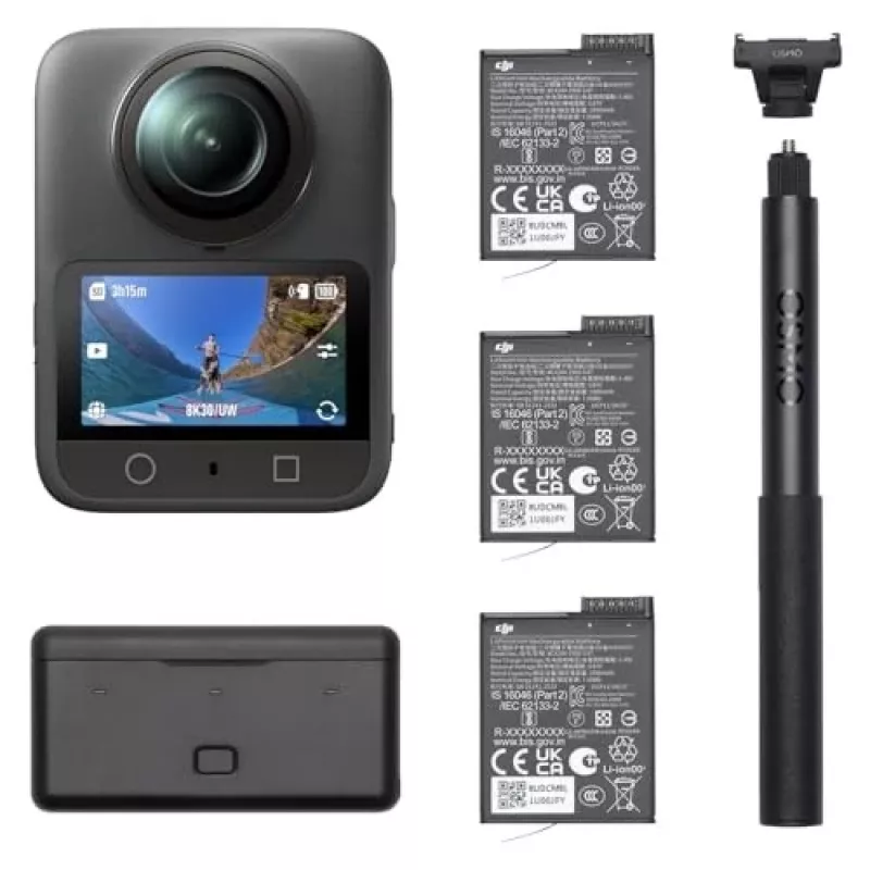 DJI Osmo 360 Adventure Combo CP.OS.00000442 8K 360° actionkamera, 120 MP, 1/1,1 tuuman CMOS, 2 tuuman näyttö, 128 Gt, Wi-Fi, IP68