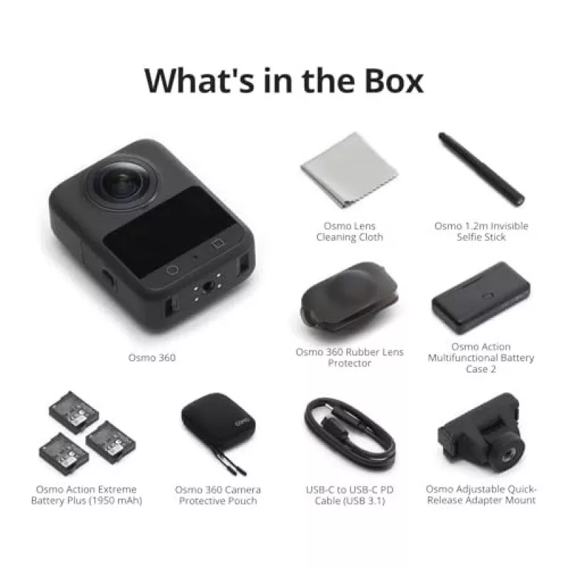 DJI Osmo 360 Adventure Combo CP.OS.00000442 8K 360° actionkamera, 120 MP, 1/1,1 tuuman CMOS, 2 tuuman näyttö, 128 Gt, Wi-Fi, IP68