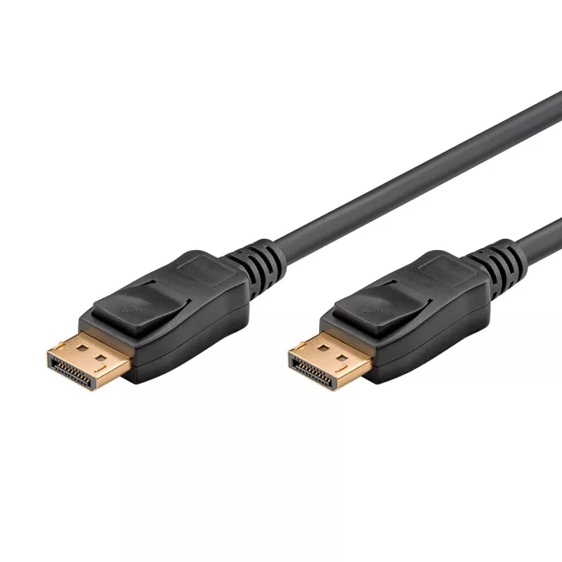 Essential-kaapeli DisplayPort uros > DisplayPort uros, 8K / 120Hz (musta, 2 metriä, 40 Gbit/s, DisplayPort 2.0 / 2.1)