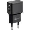 Wentronic goobay dual-USB-laturi - virtalähde - 12 wattia - 2,4 A - 2 lähtöliitäntää (USB) - musta (44951)