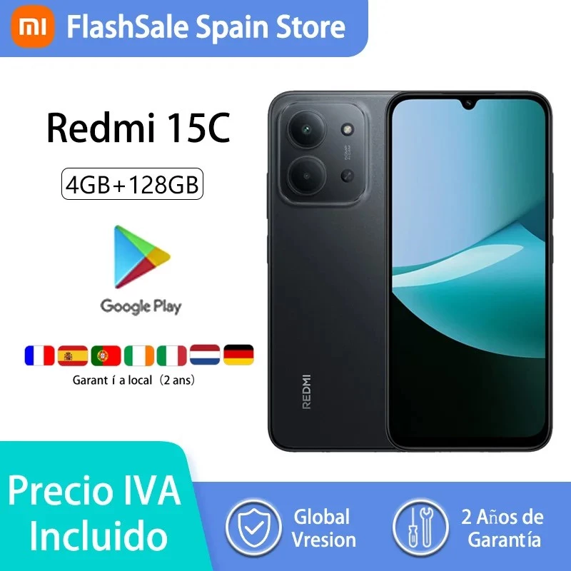 Xiaomi Redmi 15C 4G -älypuhelin 6,9 inch 4/128GB Midnight Black