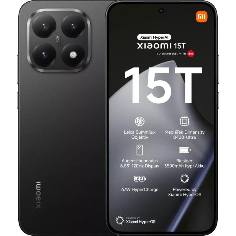 Älypuhelin Xiaomi 15T 6,83 tuuman näyttö 12 GB 512 GB musta