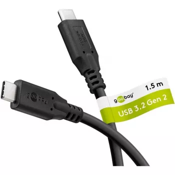 Goobay USB-kaapeli C, USB 3.2, 60 W, 10 Gbit/s, Power Delivery, 1,5 m (1,50 m, USB 3.2, 60 W), USB-kaapeli