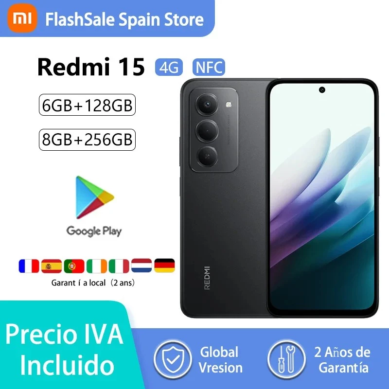 Xiaomi Redmi 15 4G (256GB, Viola Sabbioso, 6.90, Doppia SIM Ibrida, 4G), älypuhelin, violetti