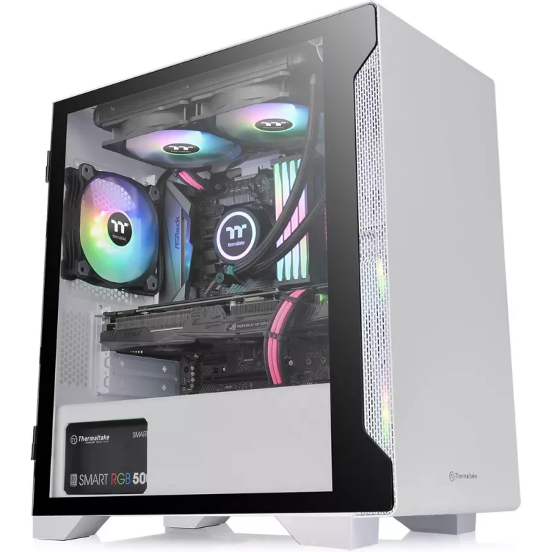 PC-kotelo Thermaltake S100 Tempered Glass Snow Edition Micro Tower valkoinen