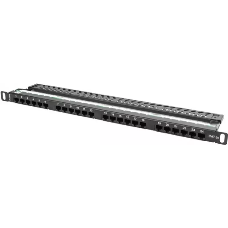 Lanberg PPU5-0024-B - RJ-45 - Cat5, Cat5e - musta - metalli - räkkiasennus - 0,5HE (PPU5-0024-B)