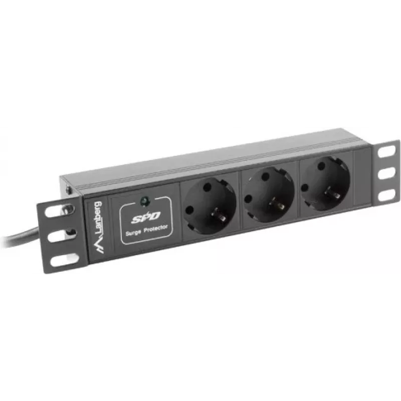 Lanberg PDU-03F-0200-BK virranjakoyksikkö (PDU) 1U musta 3 AC-lähtöä (PDU-03E-0200-IEC-BK)