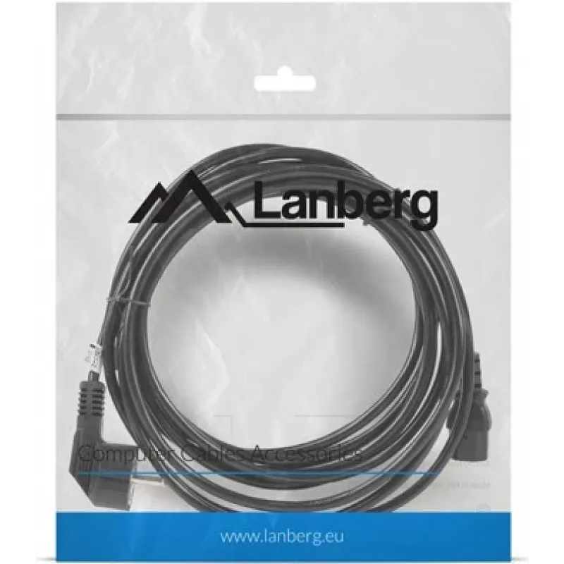 Virtakaapeli LANBERG CA-C13C-11CC-0050-BK – 5 m, C13-liitin CEE7/7, kulmaliitin C13