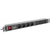 Lanberg PDU-04E04I-0200-IEC-BK 1U-räkkijakelupaneeli (PDU), 4x tyyppi E + 4x IEC C13, 10 A, 2 m, musta