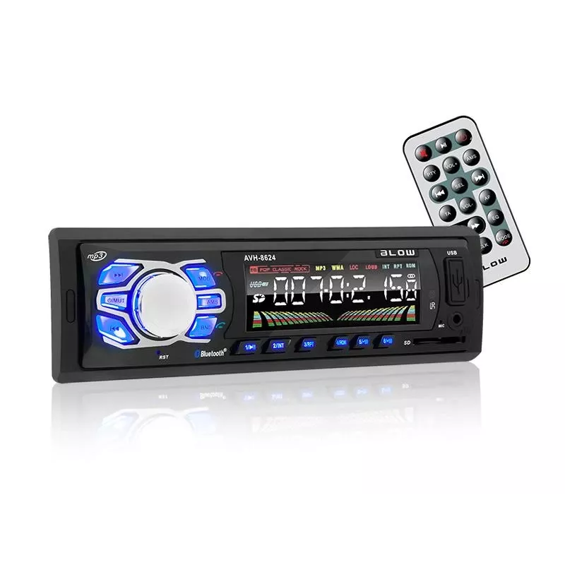 BLOW AVH-8624 autoradio, 1 DIN, FM RDS, Bluetooth, USB, SD/MMC, AUX, MP3, LCD-näyttö, kaukosäädin, musta