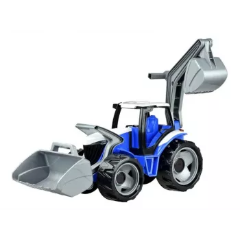 Lena GIGA TRUCKS traktori etukuormaajalla, traktori, 3 vuotta, muovi, sininen, harmaa, valkoinen