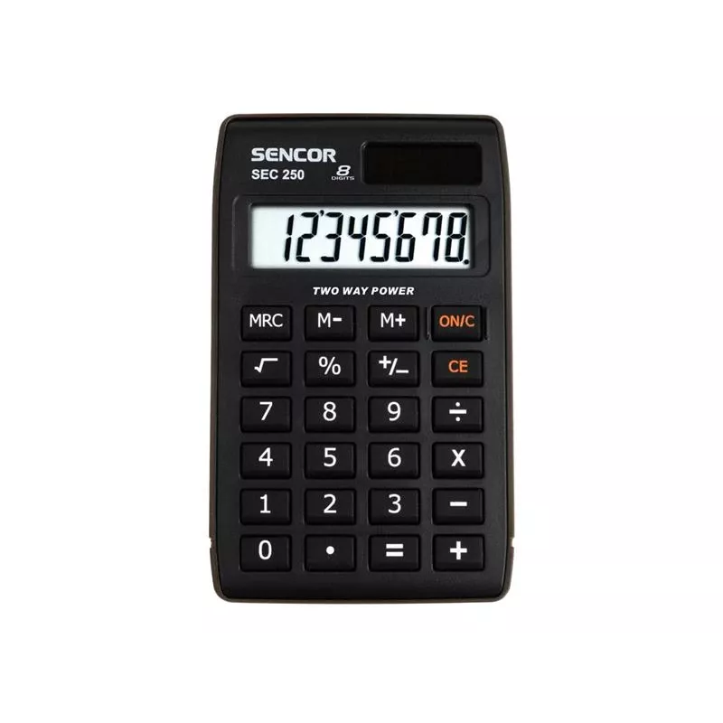 SENCOR SEC 250 laskin, 8-numeroinen LCD, Dual-Power