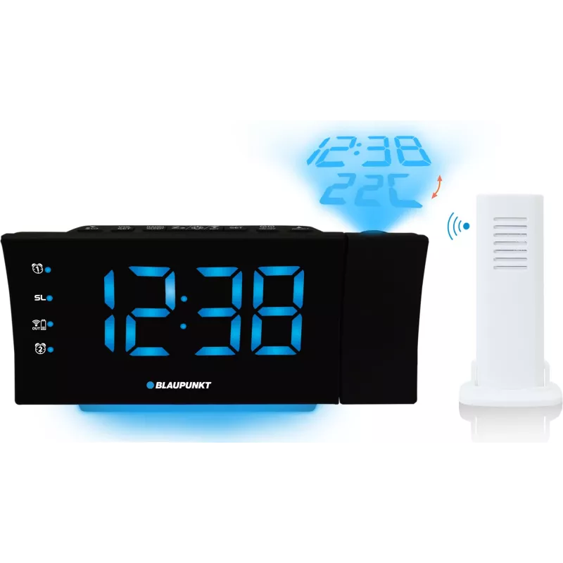 Blaupunkt CRP81USB radiokello projektiolla ja USB-latauksella, musta