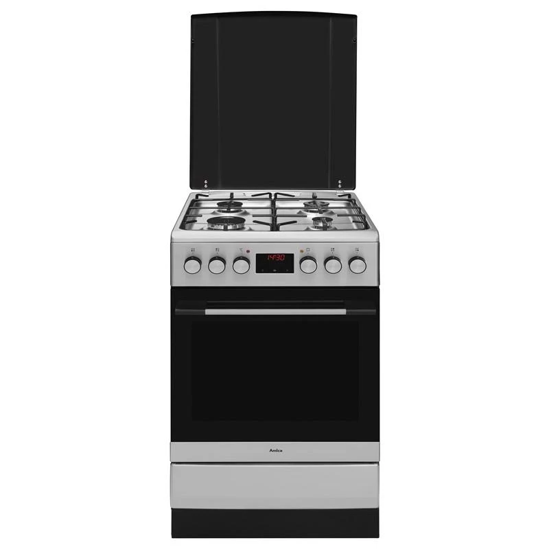 Amica 57GEH2.33HZpTaXx kaasu-sähköliesi, 4 poltinta, 62 l uuni, kiertoilma, 50 cm, Inox