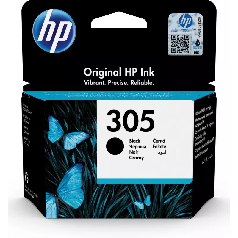 HP 305 musta alkuperäinen mustekasetti, musta, 1 kpl, 120 sivua