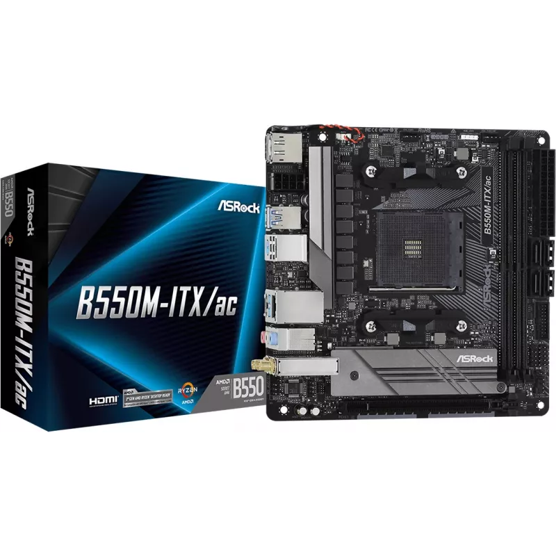 Emolevy ASRock B550M-ITX/ac AMD B550 kanta AM4 Mini ITX