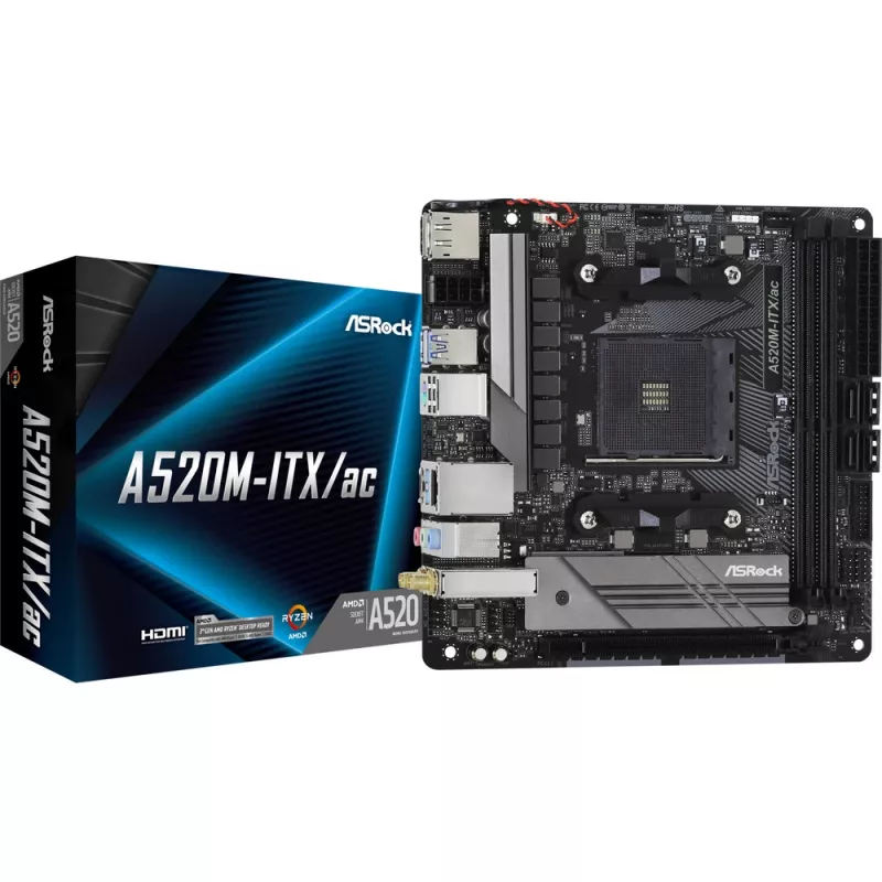 Emolevy ASRock A520M-ITX/ac Socket AM4 Mini-ITX