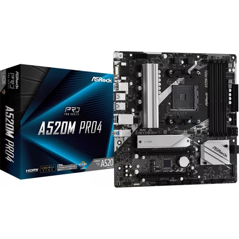 Emolevy ASRock A520M PRO4 Socket AM4 micro ATX