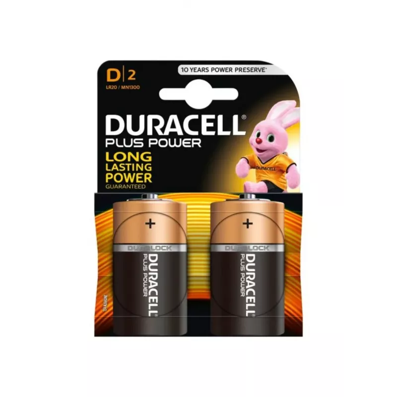 Duracell Basic D (R20) paristo — 2 kpl:n pakkaus, ensisijaiset sinkki-hiili-kenno