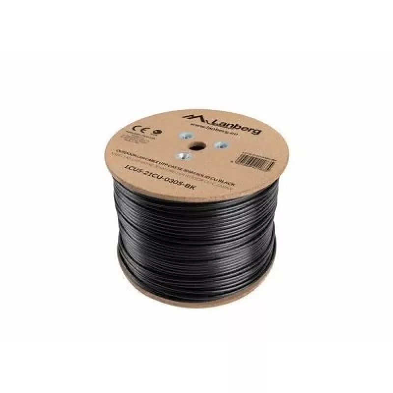 Verkkokaapeli LANBERG Cat5e U/UTP LCU5-21CU-0305-BK, 305 m, 24 AWG, PVC-vaippa, musta