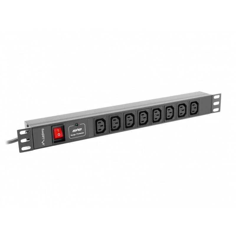 Lanberg PDU-08I-0200-C20-BK virtajakoyksikkö (PDU) 1U musta 8 AC-lähtöä (PDU-08I-0200-C20-BK)