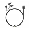 AUKEY CB-BAL5 3-in-1 punottu kaapeli, Micro USB / USB-C / Lightning, 1,2 m, musta