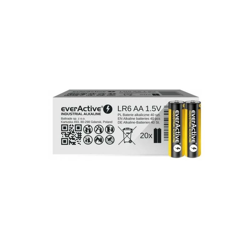 Alkali-kertakäyttöparisto everActive EVLR6S2IK AA 1,5 V — 40 kpl:n pakkaus