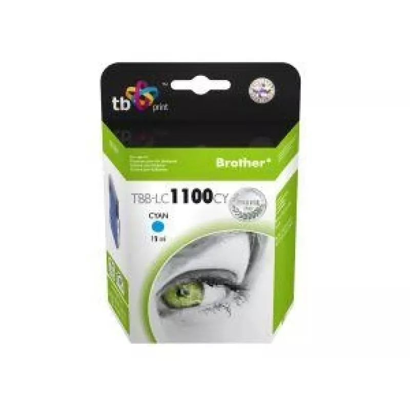 Muste TBB-LC1100CY (Brother LC980/1100) syaani 100 % uusi
