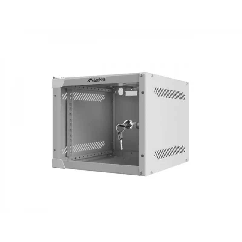 Lanberg WF10-2304-10S 10" seinäkiinnitteinen rack-kaappi 4U, 280×310 mm, lasiovi, 20 kg, harmaa (RAL 7035)