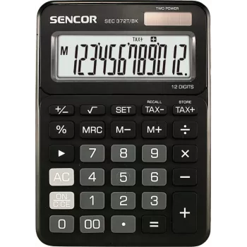 Laskin SENCOR SEC 372BK 12-numeroinen LCD yksinkertainen pöytälaskin, paristokäyttöinen
