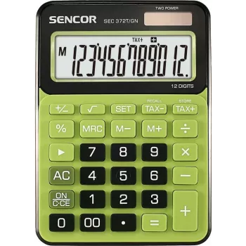 Pöytälaskin SENCOR SEC 372GN 12-numeroinen LCD, peruslaskutoimitukset, aurinko- ja paristokäyttö
