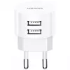 USAMS US-CC080 T20 pyöreä matkalaturi, 2x USB, 5 V 2,1 A, 10 W, valkoinen