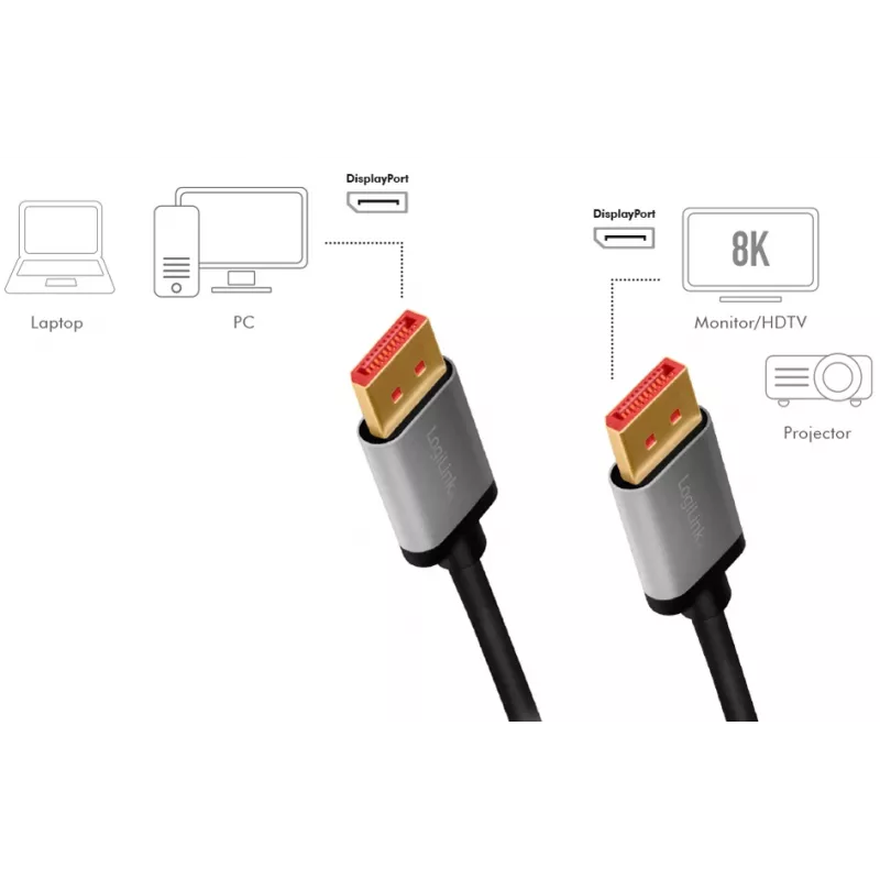 LogiLink DisplayPort-kaapeli 1 m musta harmaa CDA0104