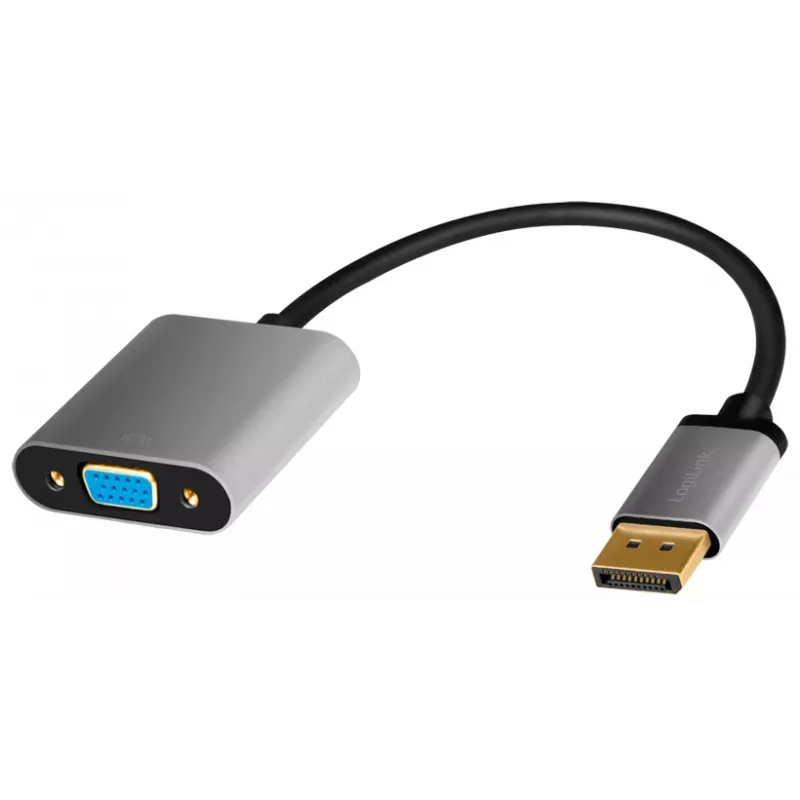 LogiLink CDA0109 kaapeliadapteri DisplayPort VGA 0,15 m musta harmaa