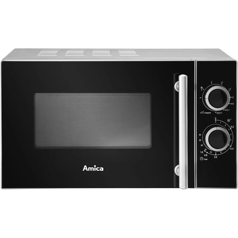 Amica AMGF20M1GS mikroaaltouuni pöytämalli grillimikroaaltouuni 20 L 700 W musta, hopea