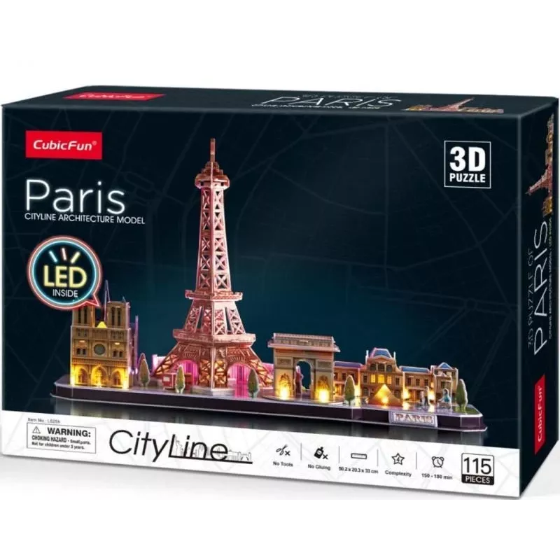 3D-palapeli CubicFun City Line Paris LED 115 kpl