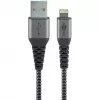 Goobay 49268 Lightning – USB-A tekstiilikaapeli metalliliittimillä, MFi, 1 m, tähtiharmaa/hopea