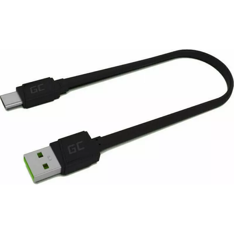 USB-A–USB-C-kaapeli Green Cell KABGC03 — 0,25 m, musta, 480 Mbit/s