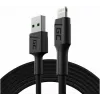 Lightning-kaapeli Green Cell KABGC18 — 2 m, Lightning–USB-A, musta