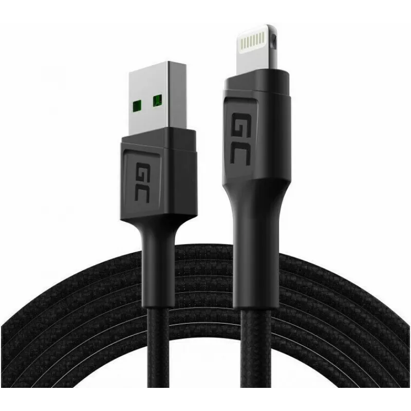 Lightning-kaapeli Green Cell KABGC18 — 2 m, Lightning–USB-A, musta