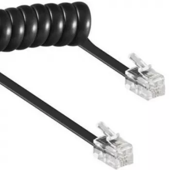 Spiraalikaapeli RJ10/4P4C/2 m/musta