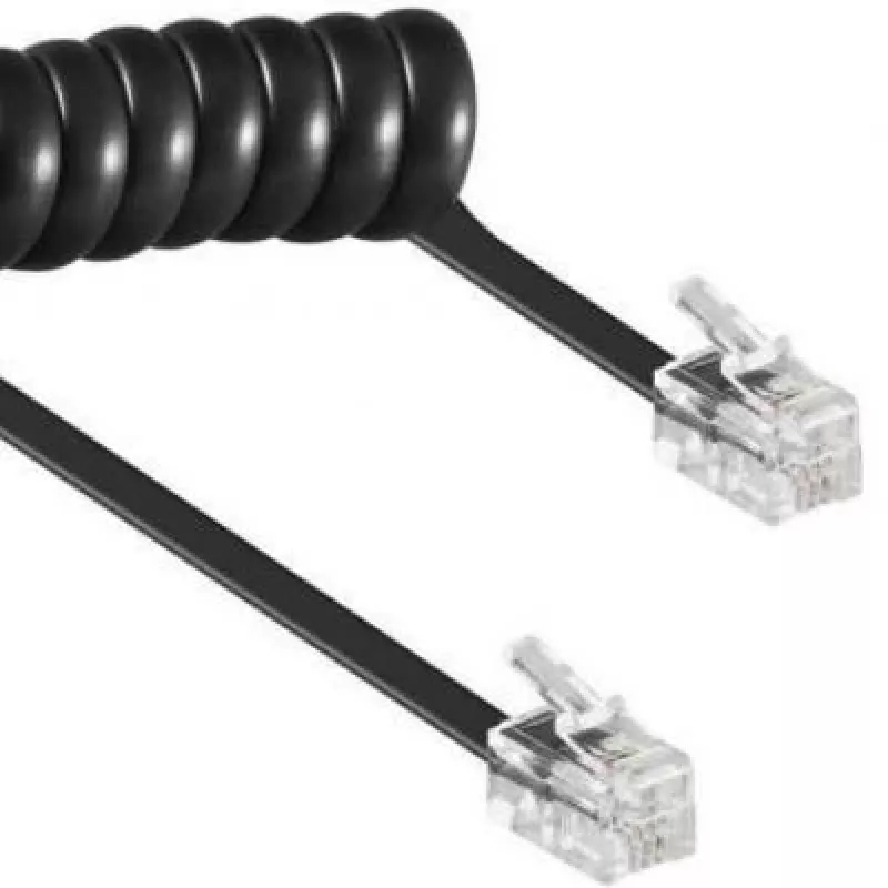 Spiraalikaapeli RJ10/4P4C/2 m/musta