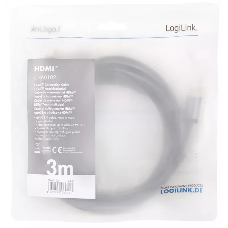 HDMI-kaapeli LogiLink CHA0102 3 m