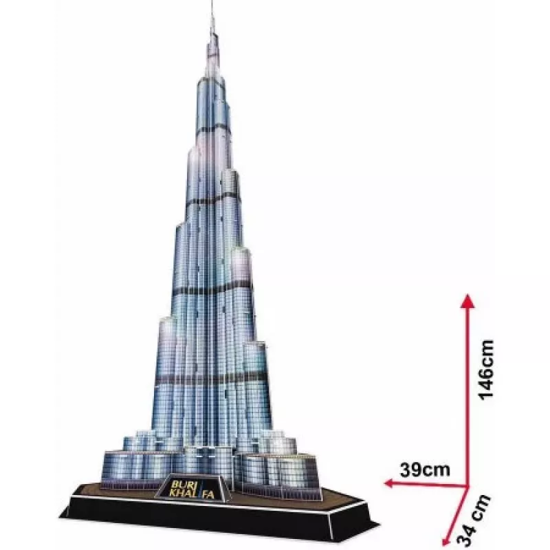 CubicFun L133H 3D-palapeli Burj Khalifa (Light), 136 palaa, LED-valaistu