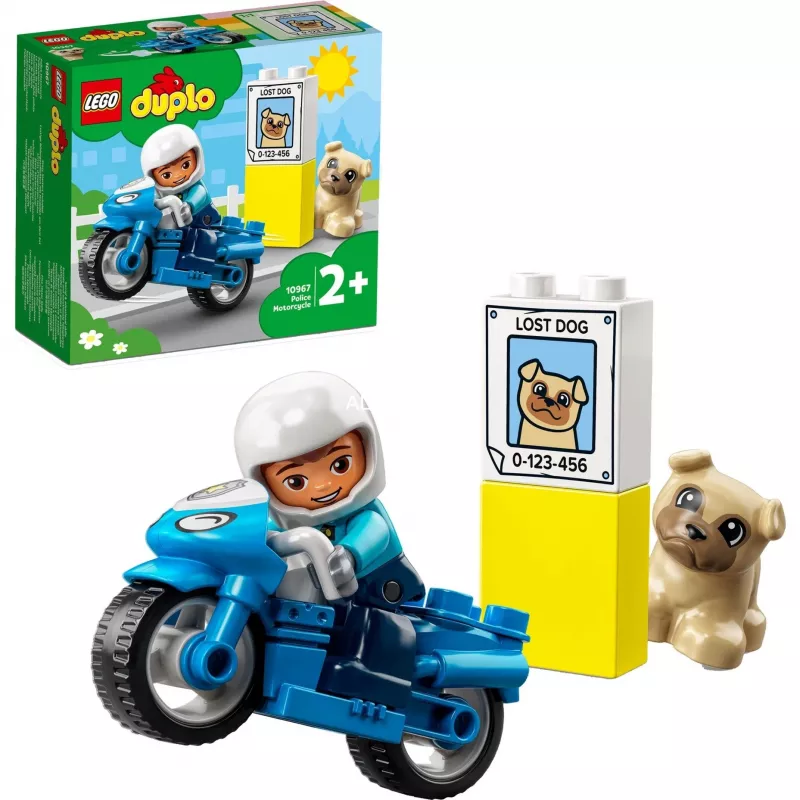 LEGO Duplo Poliisi 10967 lelumoottoripyöräsarja liikkuvilla pyörillä ja poliisihahmolla
